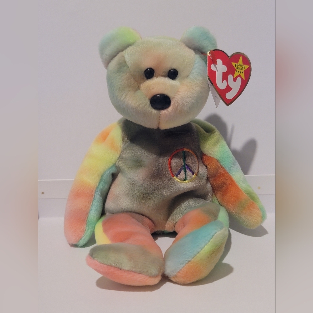 Vintage 1996 Ty Peace Bear Beanie Babies